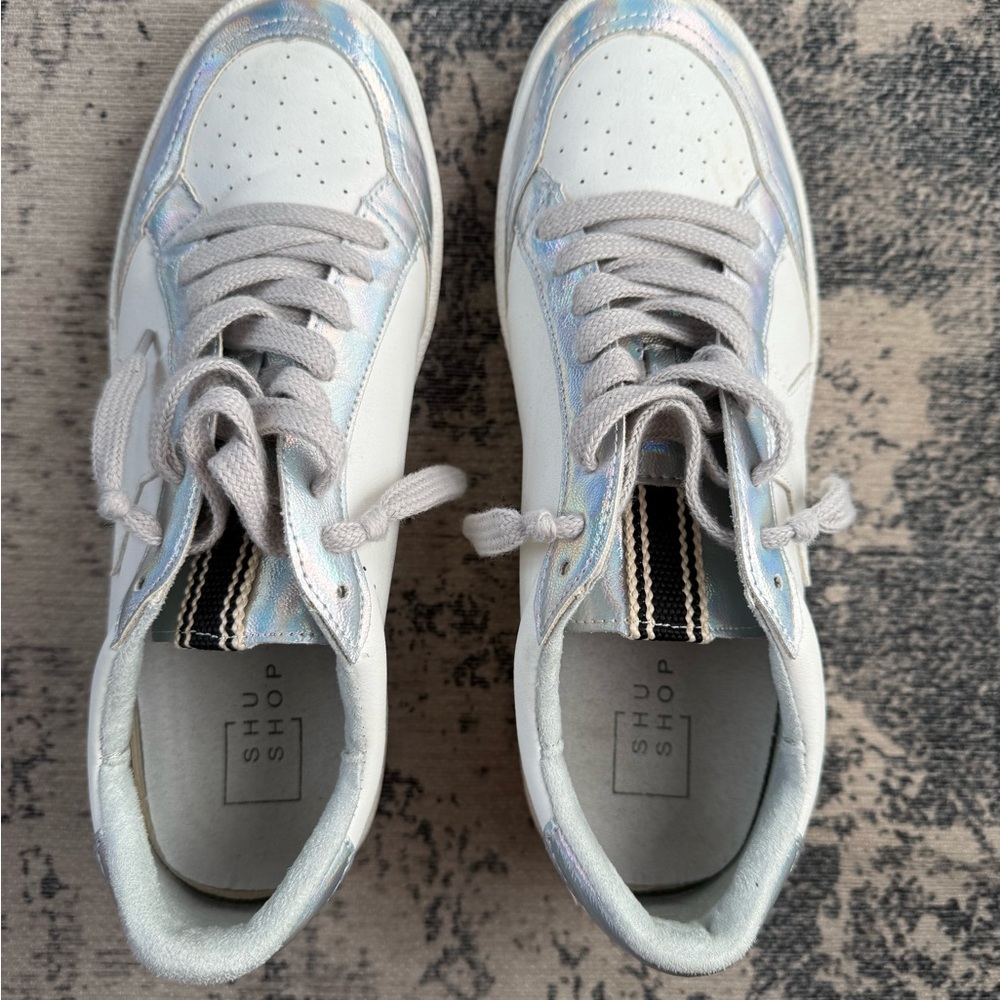 SHU SHOP White and Iridescent Sneakers